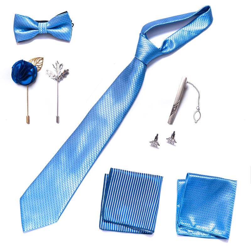 Men's 8-Piece Formal Accessory Set: Bow Tie, Corsage, Brooch, Cufflinks for Weddings.
