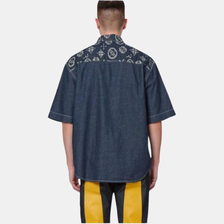 Evisu Patchwork Floral Short Sleeve Shirt Men shirts 2ESHTM2SS268OSDN