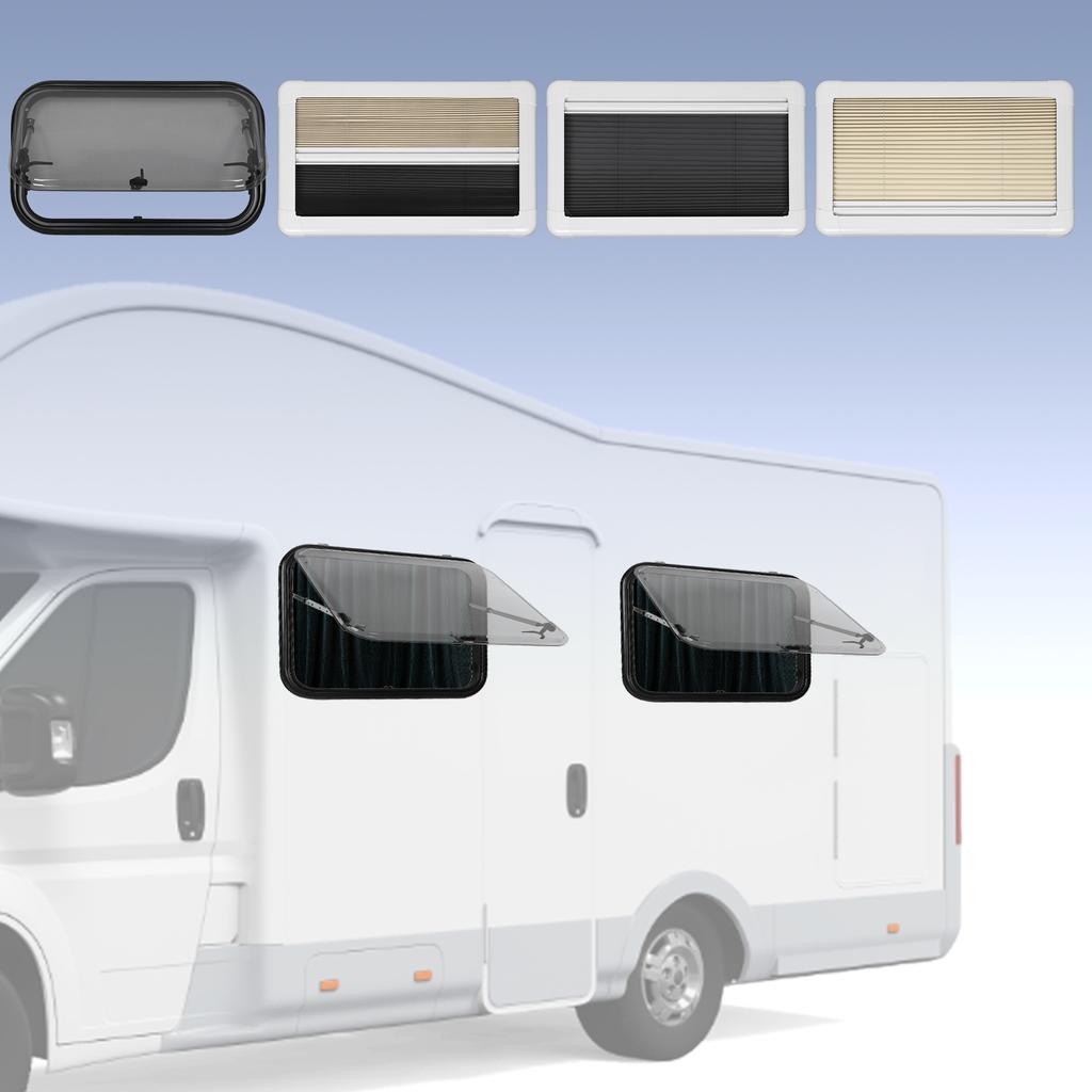 RV Window L700 H400mm with Screen Sunshade Double Layer Acrylic Glass Anti UV Push Out Window for Mo