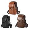 Portable Fanny Pack Waist Bag Cowhide Leather Cell Phone Belt Pack Fashion Simple Multi-pockets for Outdoor Sport