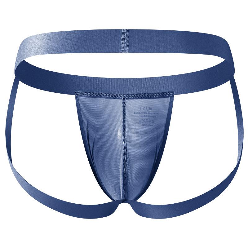 Men's Spring and Summer Sexy No Trace Ice Silk Low Waist Thong Underwear