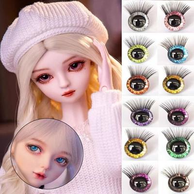 12mm Glitzer Kristallaugen 10 Farben Augen mit Wimpern Stofftiers Teile Puppenzubehör