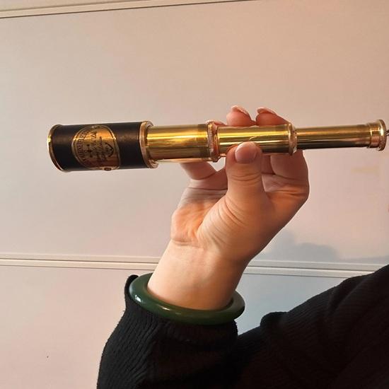 Victorian Nautical Style Brass Leather 15.24 cm Telescope with Wooden Box Birthday Gift, Christmas, New Year Gift, Home Office