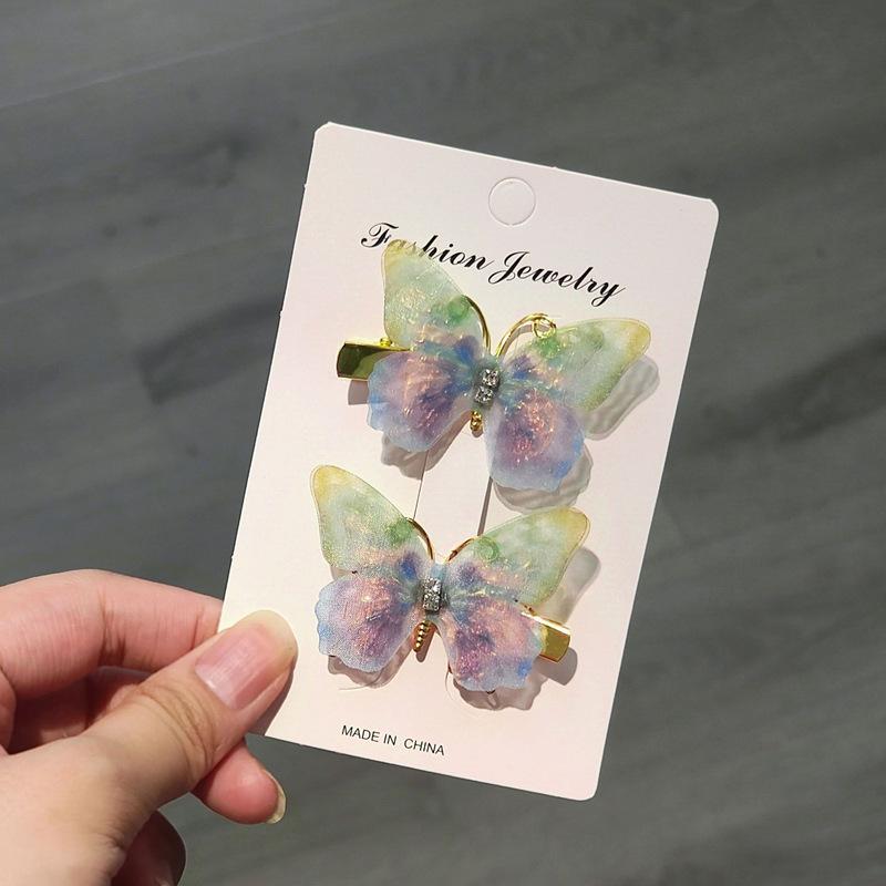 3D Gradient Butterfly Hair Clips for Girls, Rhinestone Hair Accessories for Kids