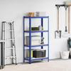 VidaXL Étagère de rangement à 4 niveaux Bleu Acier et bois ingénierie, étagère de garage, étagère de rangement de garage, 4016934