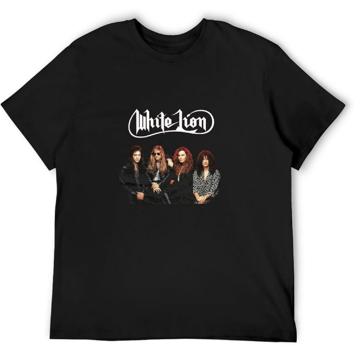 YELIYA Lion Band 100% Cotton Vintage T Shirt Short Sleeve Funny Top Black XXXXXL разноцветный