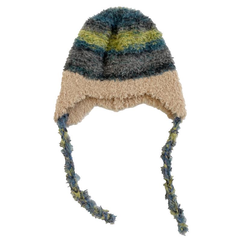 Korean Style Children's Colorful Plush Knit Hat - Soft, Warm Wool with Ear Protection