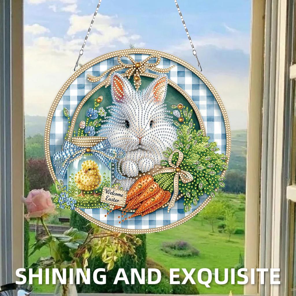 Holiday DIY 2D Flat Acrylic Special Shaped Hanging Diamond Art Kits Double Sided Rhinestone Diamond Art Window Pendants