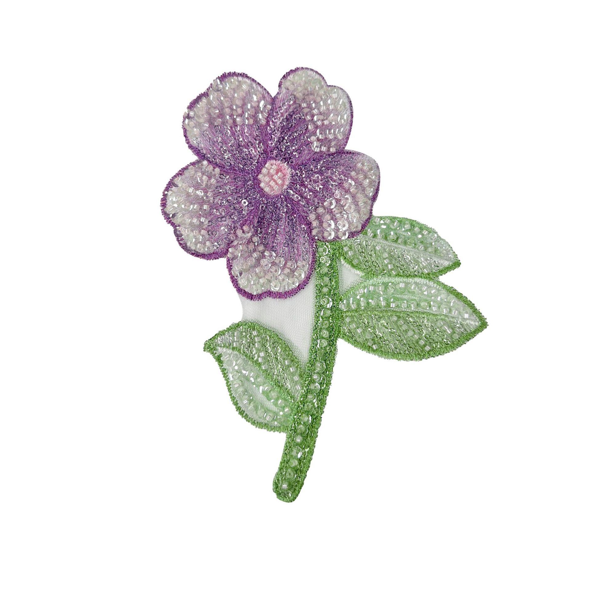 

Изысканный многоцветный бисер, пайетки, вышитый цветок, одежда, топ, платье, футболка, декоративная тканевая наклейка, аксессуары HYQ1002 Purple