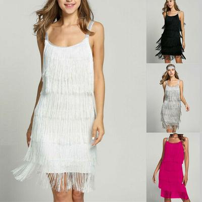 Damska sukienka w stylu vintage z pałąkiem na głowę z lat 20. Flapper Cocktail Great Gatsby Party Tassel Fringe