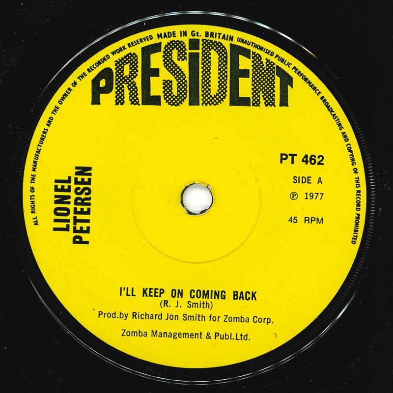 

7-дюймовая пластинка LIONEL PETERSEN Ill Keep On Coming Back PT462 President 1977 UK SoulFunk Б/у