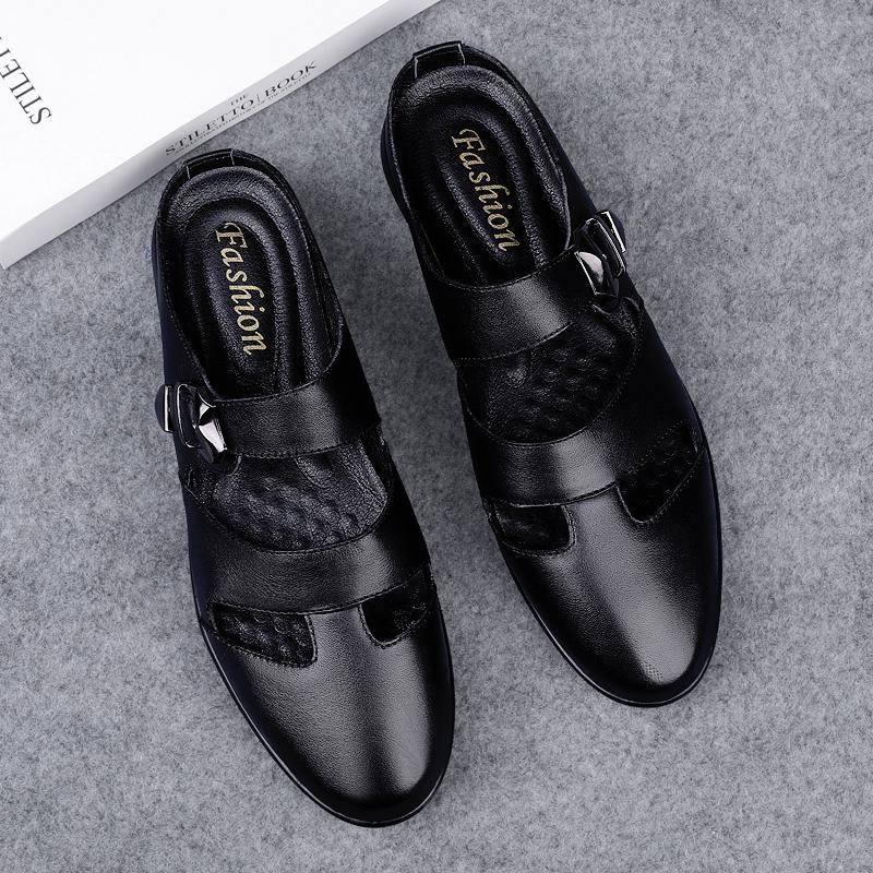 Summer Men'S Sandals Fashion Half Shoes For Men Casual Shoes Luxury Design Beach Men Shoe Genuine Leather Sandalias Man Sandals