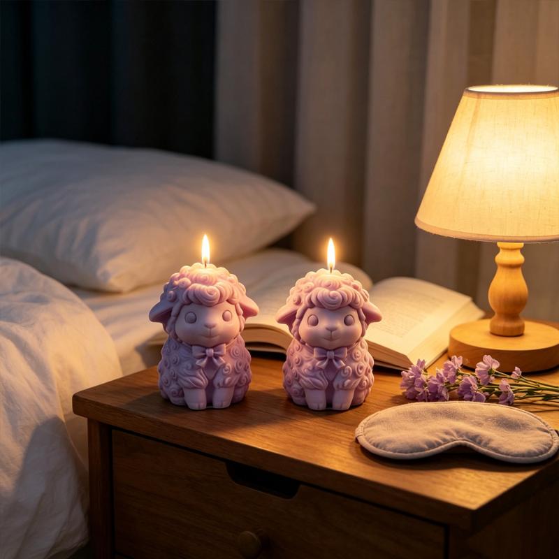 Cute Sheep Silicone Candle Mold With Bow Sitting Sheep Cute Design Diy Suitable Handmade Crafts Candles Plaster Soap Home Decor