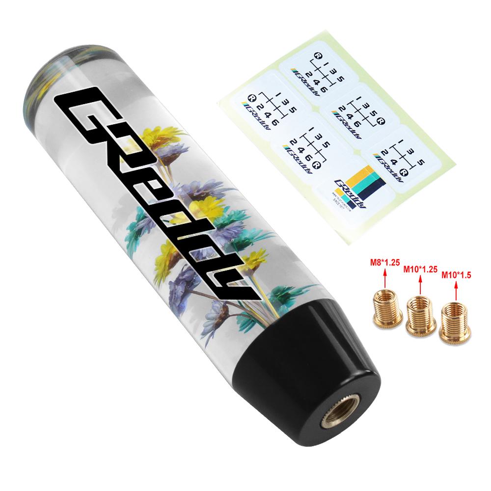 JDM Interior Car Racing Gear Stick Shifter Lever Clear Underwater Flower Design Crystal Resin Gear Shift Knob GReddy Real Flower