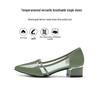 2025 New Style Women's Soft Leather Mid Heel Shoes, Chunky Heel, Pointed Toe, Shallow Mouth, Versatile Design for Spring/Autumn.