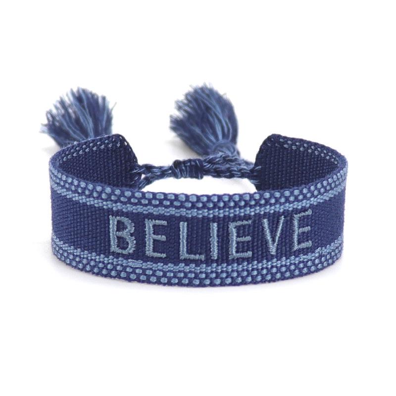 Handmade European Style Embroidered Love Bracelet with Tassels for Girls