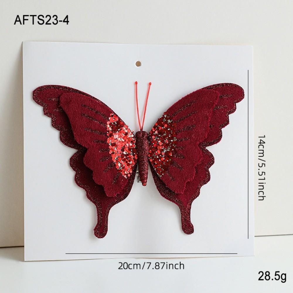 Velvet Butterfly Christmas Flower Double Simulation Glitter Christmas Decorations Flocking Artificial Exquisite Sequins