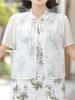 Elegant Loose-Fit Chiffon Dress with Wide-Leg Skirt for Middle-Aged and Elderly Women