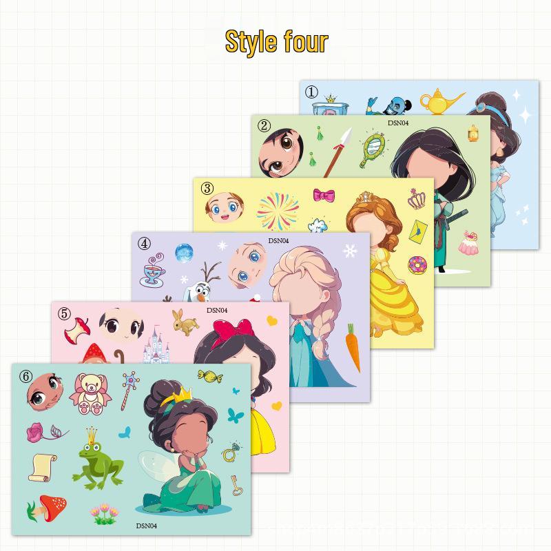 

Little Princess Cartoon Face-Changing DIY Stickers - Fun, Creative Self-Adhesive Decorations for Kids 10x15 cm