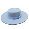 New British elegant ring-shaped concave flat-top wool.cm top hat men's and women's fashion flat-top woolen top hat