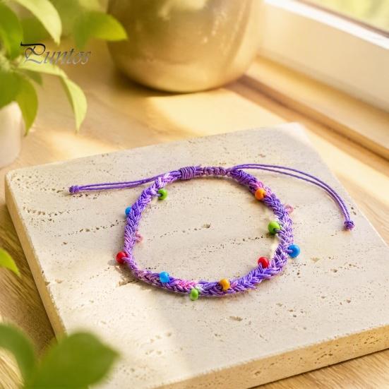 Casual Minimalist Hand Rope Handmade Braided Bracelet for Women, Bohemian Woven Wrist Colorful Summer Beach Accessories with Rice Beads, Adjustable