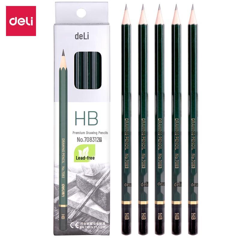 Deli 7083 HB Sketch & Drawing Pencils, Green