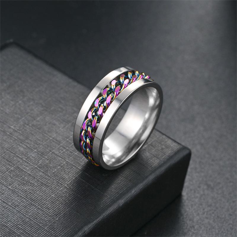 Trendy Titanium Steel Rotatable Chain Ring for Men - Hip Hop Couple Style Jewelry