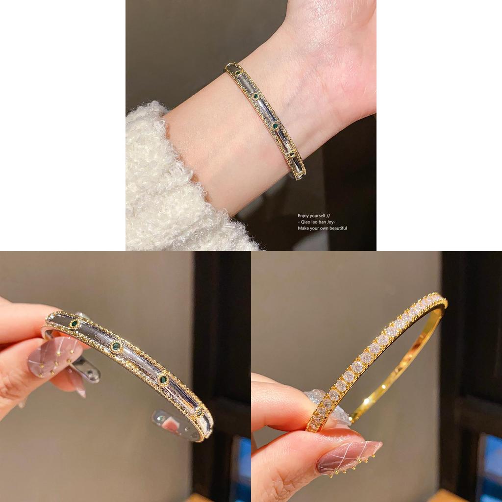 Geometric Zircon Silver Bracelet With 24k Gold Plating For Stylish Office Wear