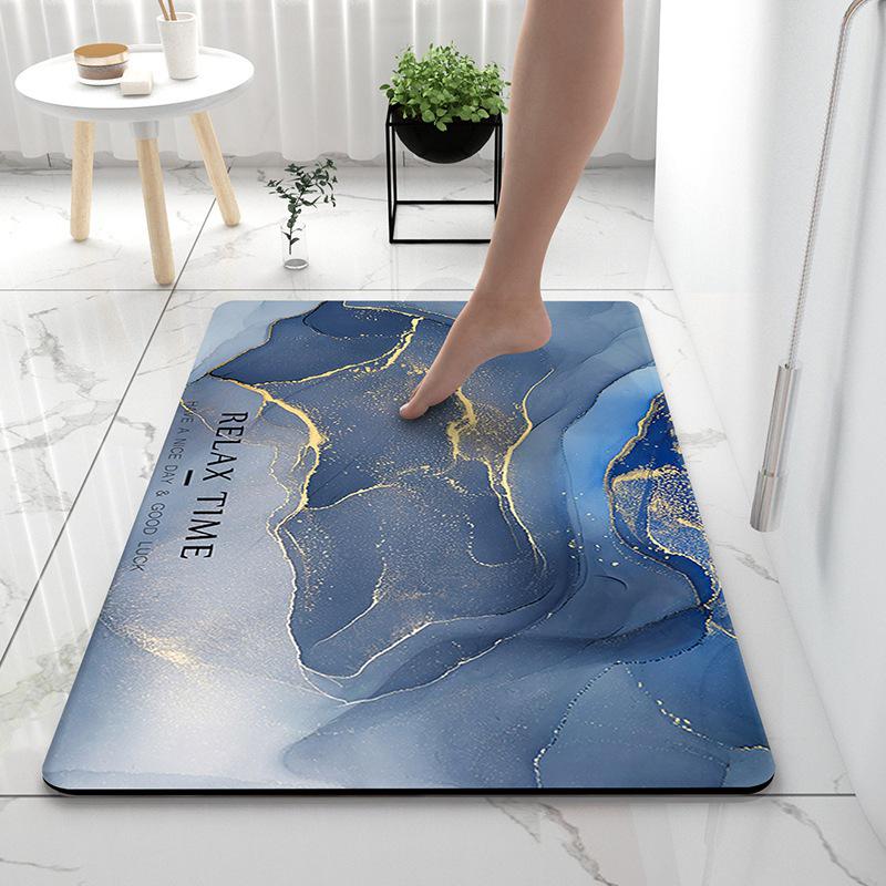 Luxurious Marble Pattern Diatom Mud Bath Mat - Absorbent, Non-Slip, Washable