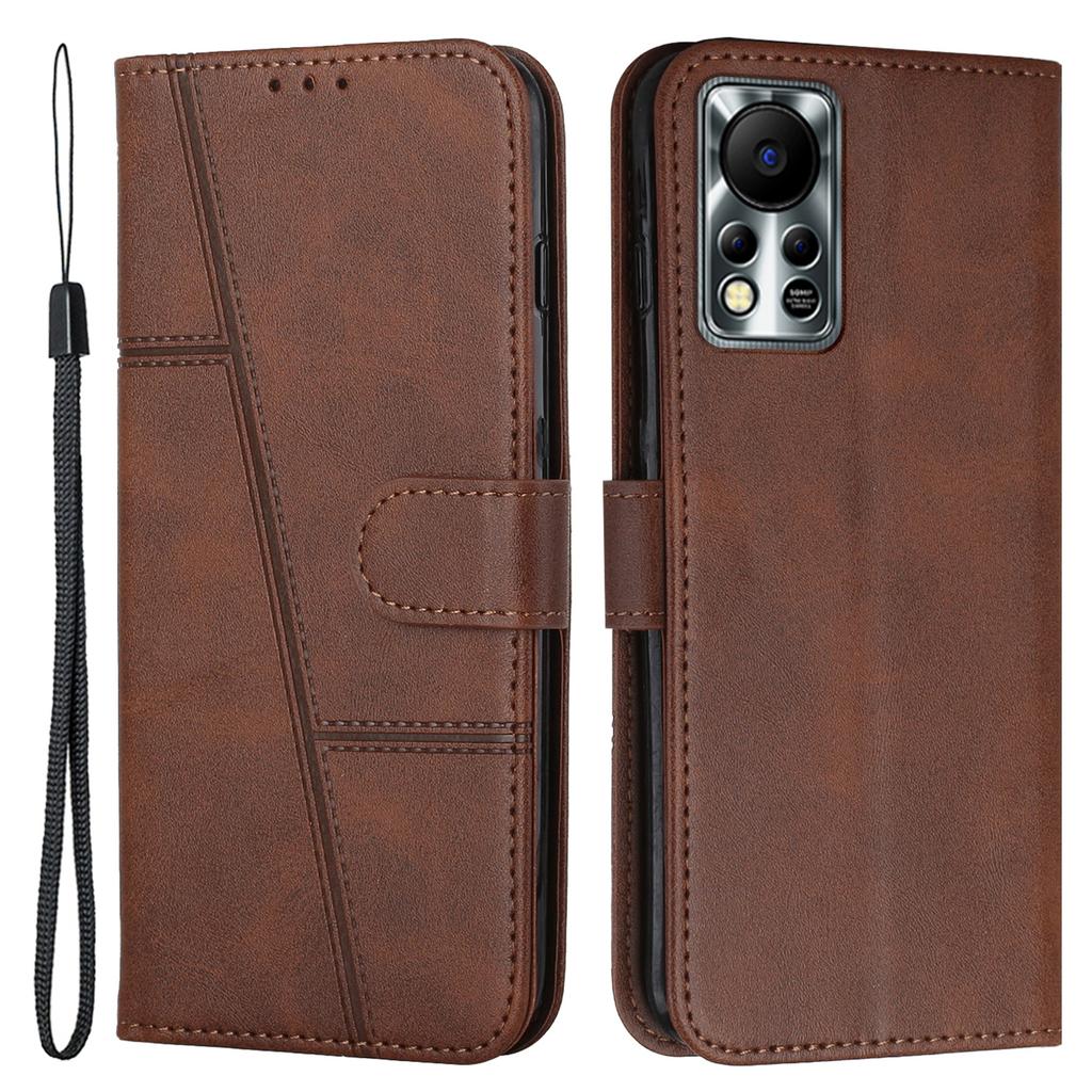 For Infinix Hot 11s NFC 4G Stitching PU Leather Flip Phone Case Stand Full Body Protective Wallet Cover with Strap