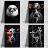 Black And White Cute Animal Sunglasses Print Poster Canvas Paintings Modern Wall Art Picture For Living Room Bedroom Home Decor