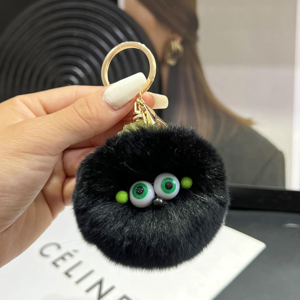 

Милый брелок-подвеска для ключей с помпоном из меха кролика рекс в виде помидора и маленькой хурмы