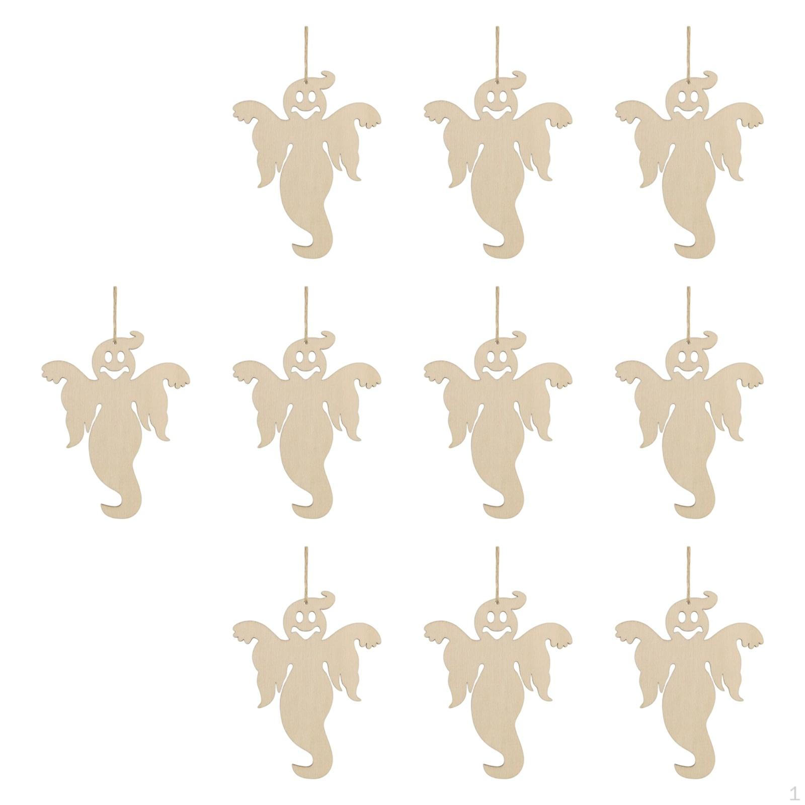 

10 штук Необработанные подвесные деревянные спилы, Хэллоуин Пустые вырезы Спилы для подвешивания, Деревянные