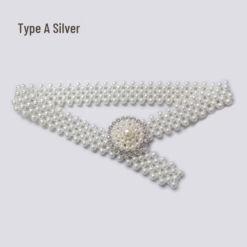 Eleganter Perlen Damen Elastischer Taillengürtel für Röcke und Kleider - Vielseitiges und Schlichtes Kettendesign