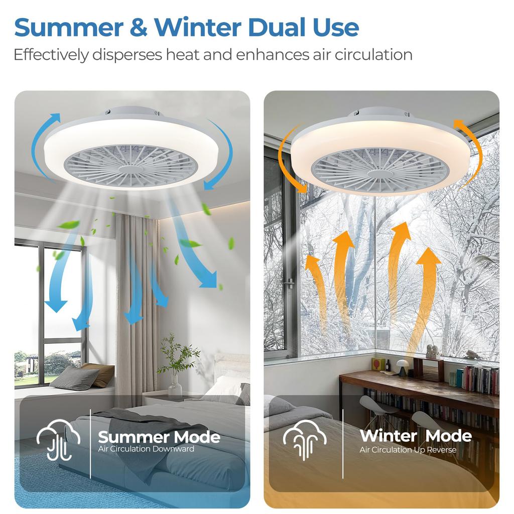 Smart Ceiling Fan Fans With Lights Remote Control Bedroom Decor Ventilator Lamp Silent ceiling lighting fan Living room lights
