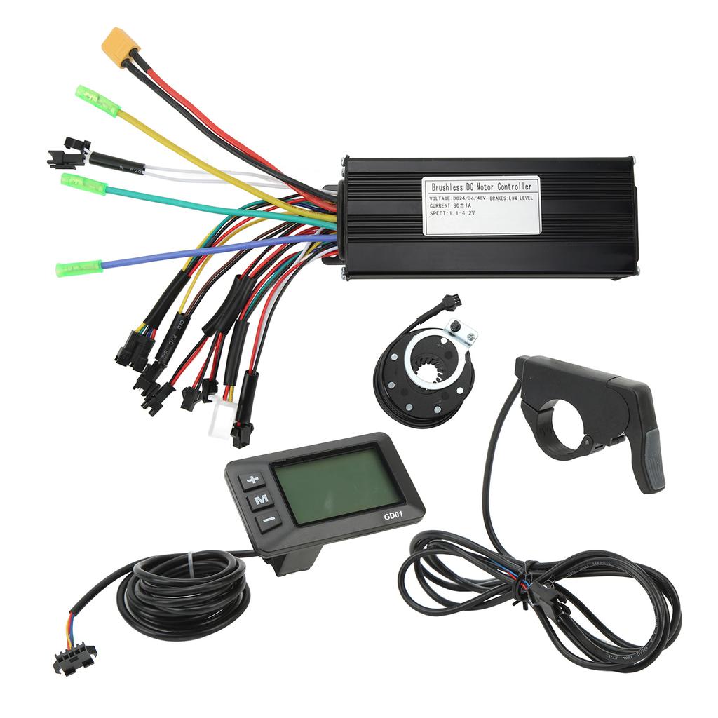 24V 36V 48V 30A Sinewave Controller GD01 Panel with Power Assist Sensor Thumb Throttle Electric Bike Conversion Kit for