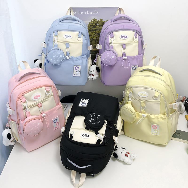 Dámský batoh Color Block pro studenty střední školy Schoolbag Star Velkokapacitní batoh