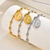 Holy Rosary Cross Virgin Mary Charm Bracelet for Women, Double Sides Religious Prayer Beaded Bracelet, Stainless Steel Jewelry
