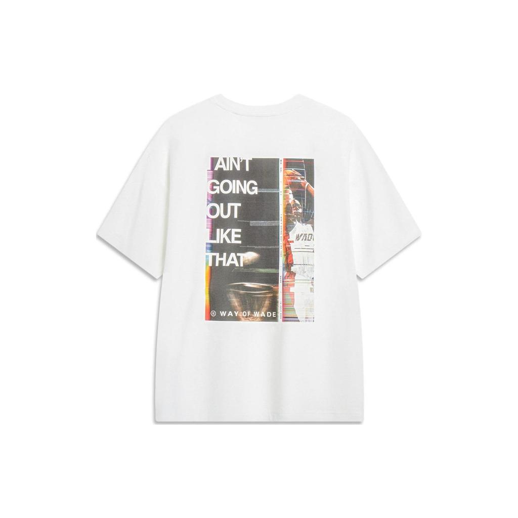 Li Ning Wade Series Letter Print Loose Fit Round Neck Short Sleeve T-Shirt Unisex Tops Standard-White AHST323-2