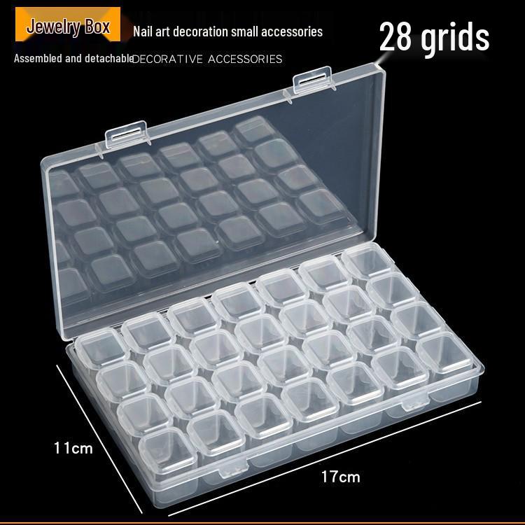 Nail Art & Jewelry 28-Compartment Dustproof Storage Box for Rings and Ear Studs