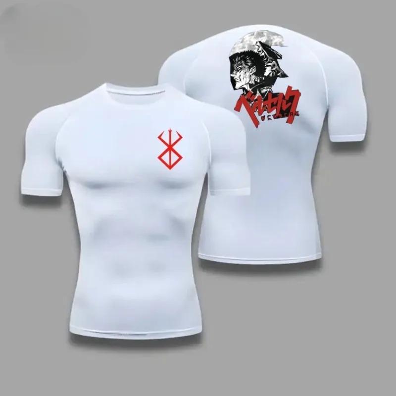 For Men Summer Athletic Compression T-Shirt Breathable Quick-Dry High-Elasticity Short Sleeve Tee with Bold Griffith Graphic Gym