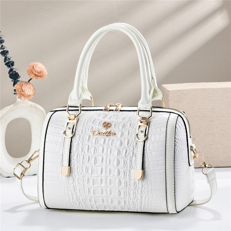 Premium Croc Print Boston Handbag For Ladies, Stylish Multiway Shoulder & Crossbody Daily Bag