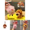Cute Pink And Brown Sitting Position Nien Lion Plush Toy Pendant For Gift And Collection