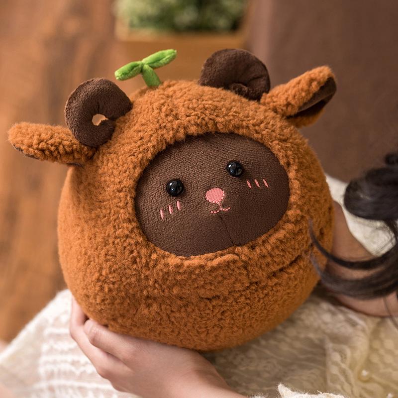 

Adorable Sheep Plush Toy Stuffed Animal Fat Shaped Sheep Gentle Doll Goat Throw Pillow Playthings Birth Date Xmas Present 24cm коричневый