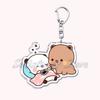Cute Bubu Dudu Love Keychains Couple Bear Panda Acrylic Keyring for Accessories Bag Pendant Key Chain Jewelry Fans Lovers Gifts