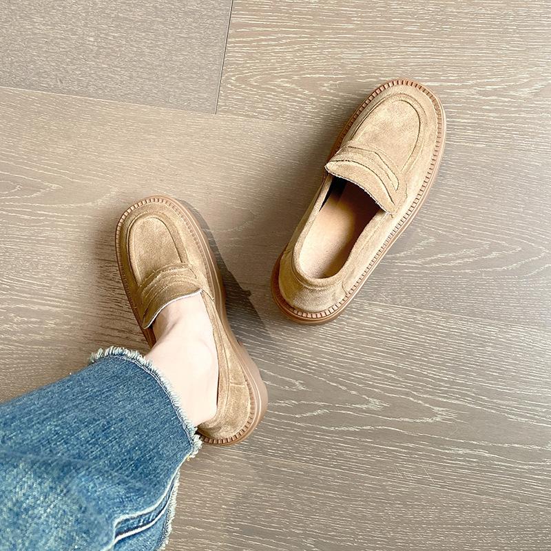 

Женские туфли на толстой подошве 13 см, новые осенне-зимние, увеличивающие рост, из маленькой кожи, женские туфли-лодочки, женский маленький размер 33 38 хаки