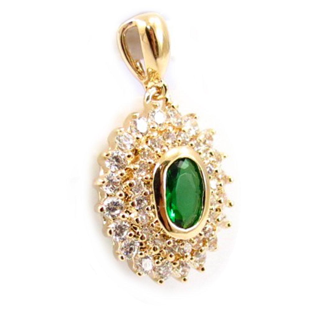 Les Trésors De Lily [K7161] - Pendentif Plaqué Or 'Sissi' vert blanc doré - 13x15 mm