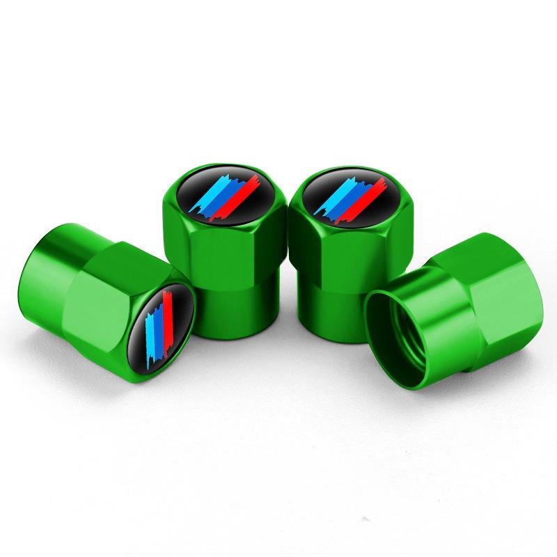 New Car Aluminum For BMW Tri Color Stripe Strip Decoration Emblem 4pcs Tire Valve Air Port Stem Cover Caps Wheel Hub Accessories BF2