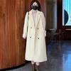 Plus Size Mid-Length Wool Blend Overcoat with Padding and Lining