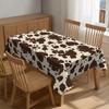 Cow Print Rectangle Tablecloth Holiday Party Decor Country Western Brown Cowhide Spots Table Cloth Kitchen Dining Table Decor
